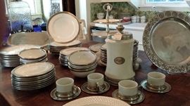 Italian dinnerware with pewter trim, by Arte Italia.