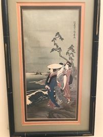 one of two antique prints. Japanese