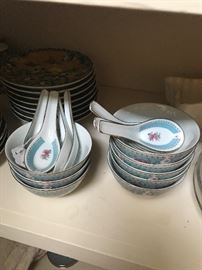 lovely soup bowls with matching spoons