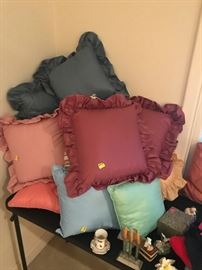 huge selection of pillows throughout the house