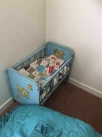 Antique childs doll crib