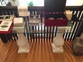 glass top console table