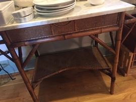 marble top bamboo stand/table