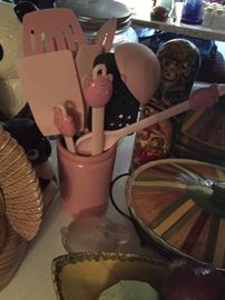 cute pink piggy utensils