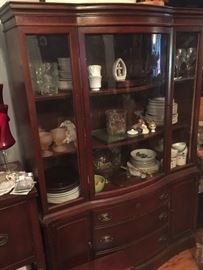 Duncan Phyfe style curved glass china cabinet