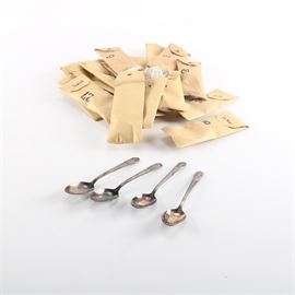 Wm. Roger Mfg. Co. Silver Plate Presidential Spoons: A collection of Wm. Roger Mfg. Co. silver plate Presidential spoons. This group includes approximately eighteen spoons depicting a different president of the United States of America. It features the 8th President Martin Van Buren, the 9th President William Henry Harrison, the 27th President William Howard Taft, the 28th Presiden Woodrow Wilson, and more. Each is stamped “Wm. Rogers Mfg. Co. IS”.