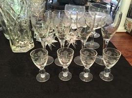 Etched wine glasses.