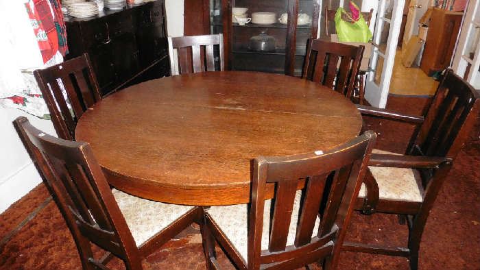 Antique Dining room table with 6 chairs