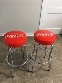 Two "Enjoy Coca-Cola" Matching Bar Stools