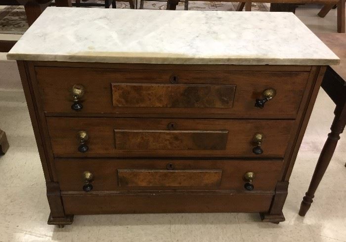 walnut victorian marble top chest with hidden drawer 