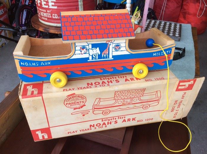 Early Noah's Ark Pull Toy with Original Box