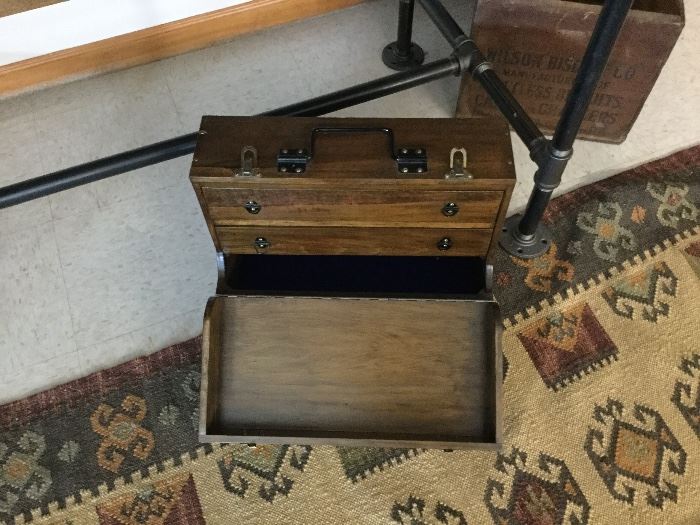 early wooden tackle box 