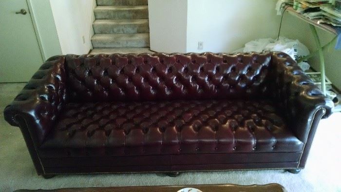 tufted leather sofa by Hancock Moore 2000 3 pc set