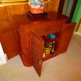 VINTAGE ORIENTIAL INSPIRED BAR/SERVER OPENS IN FRONT AND SIDES