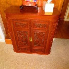 VINTAGE ORIENTIAL INSPIRED BAR/SERVER OPENS IN FRONT AND SIDES