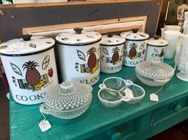 Really Cool Mid Century Modern Canister's and Hob Nail Bowls.