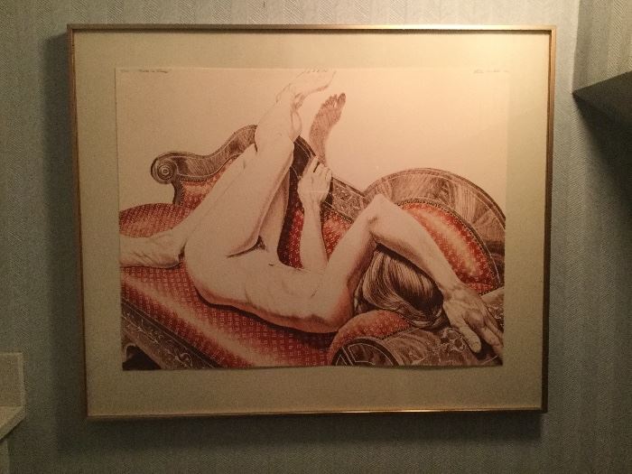 PHILIP PEARLSTEIN "NUDE ON CHAISE"