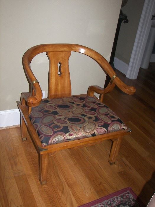 Vintage Oriental Horse Shoe Chairs (a pair)