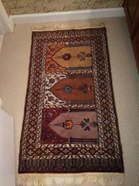 No. 24 -- Persian; handknotted prayer rug; Mid Century; measures 24.5" x 43"