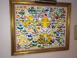 Henri Maik; "Tigre et l’oiseau"; oil on canvas