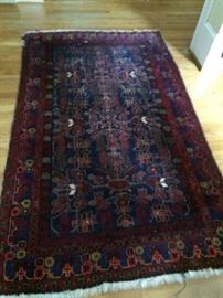 No. 11 -- Afghan; Handknotted; Mid Century; wool on wool; measures 3'8" x 6'3"