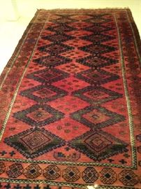 No. 6 -- Afghan; handknotted antique; wool on wool; measures 5'5" x 9'5"