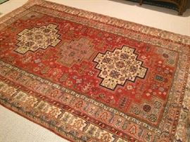 No. 9 -- Indo-Persian; handwoven finely knotted; silk, wool & cotton; Mid Century; measures 6'2" x 9'