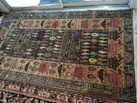 No. 2 -- Afghan pictoral military subjects; Mid Century; wool on wool; measures 6' x 3'5"