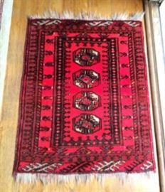 No. 27 -- Iran; handknotted prayer rug; wool on cotton; Mid Century; measures 21.5" x 26"