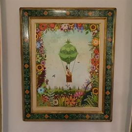 French artist Alain Thomas; acrylic on canvas; artist painted frame, signed lower right: 17.5” x 23.5” 