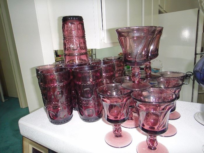 Vintage Purple glassware and stemware 
