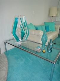 Chrome and glass coffee table 