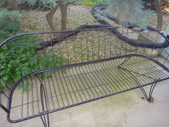 Wire framed bench, matching set. Vintage Cushions 