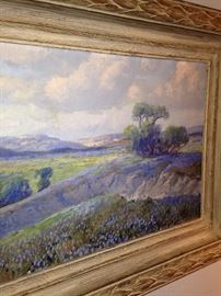 One of two original oil on canvas of bluebonnets