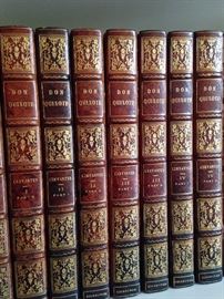 Leather bound "Don Quixote" set of books