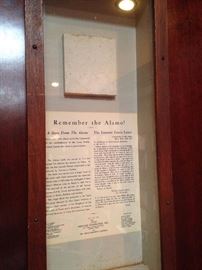 Framed piece of The Alamo - gift of the Texas Heritage Foundation 