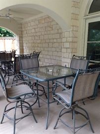 Pool-side patio bistro tables