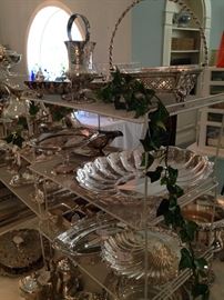 Huge array of sterling and silverplate serving pieces