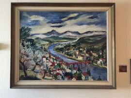 German painter Franz Heckendorff framed landscape, untitled, oil on canvas, 1924