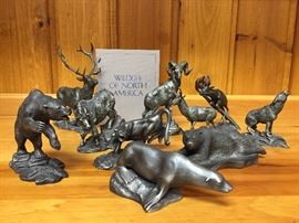 Vintage Franklin Mint "Wildlife of America", pewter figures with documentation