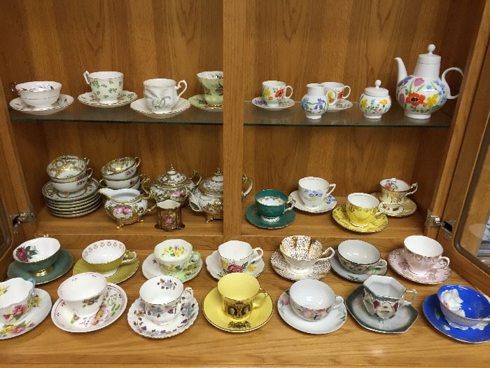 Tea time!  Sample of many fine cups and saucers, Antique to vintage