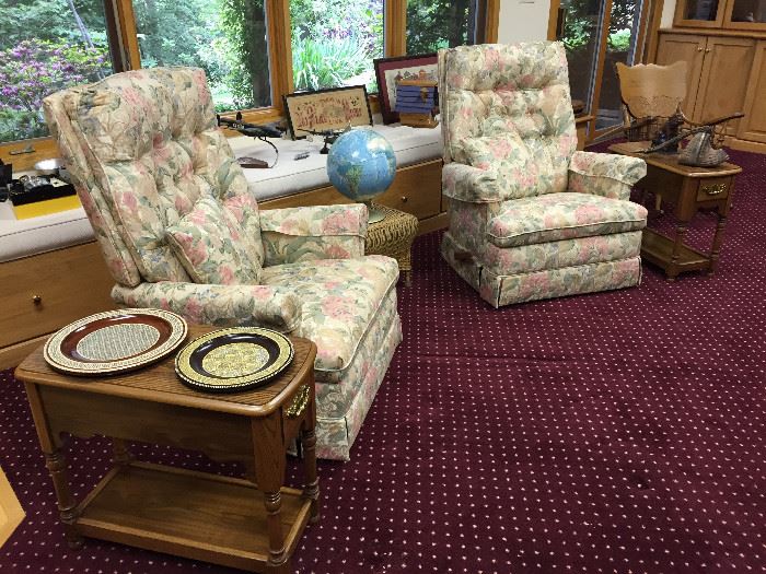Comfy recliners and end tables
