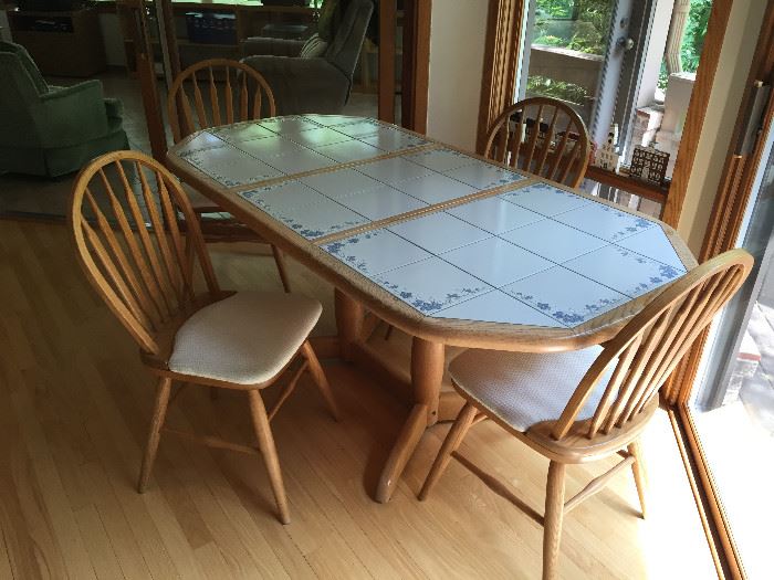 Tile top table with 6 chairs