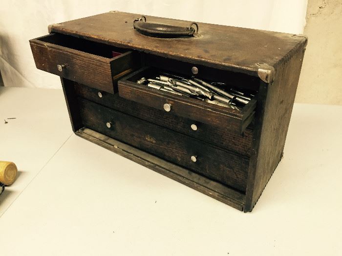 Antique oak machinist tool box