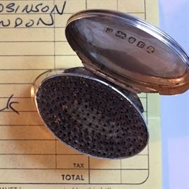 Sterling Nutmeg Grater, Phipps & Robinson, 1792 London, hinged on top and bottom - nutmeg included