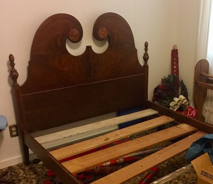 Antique bed, beautiful headboard
