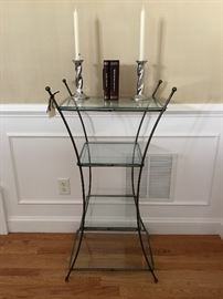 Glass and iron 4-tier table