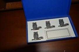 WHO! Name Place Holder Pewter Owl Set