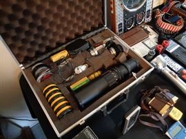 35mm Telephoto lens, filters and accessories, with nice aluminum case.