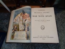 Vintage history book, " War with Spain " , excellent condition. Leather bound.